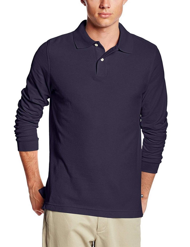 Lee mens Modern Fit Long Sleeve polo shirts, Navy, Small US - Image 1